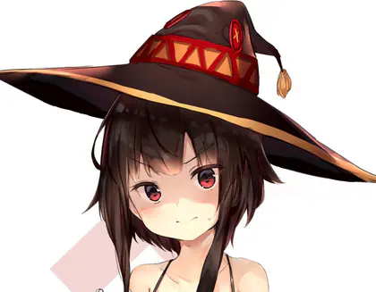 Megumin looking quietly disappointed.